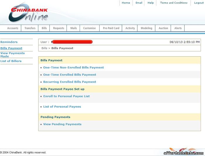 China Bank online banking website