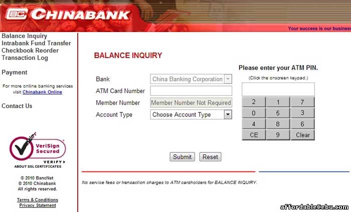 ChinaBank ATM Online Banking Website