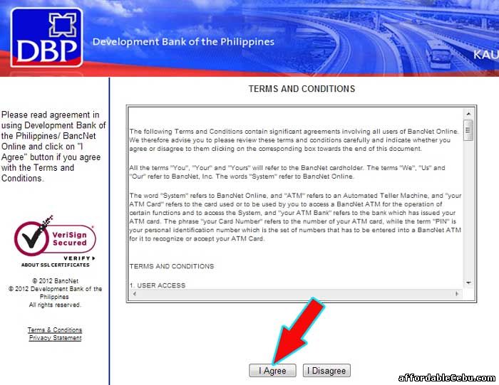 Development Bank of the Philippines Online Terms and Conditions with Bancnet