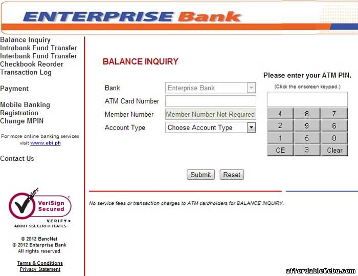 Enterprise Bank ATM Balance Inquiry Online