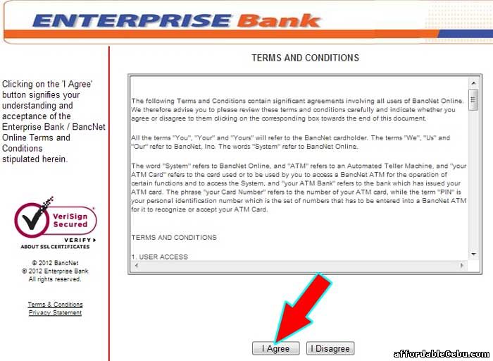 Enterprise Bank Online Terms and Conditions with Bancnet