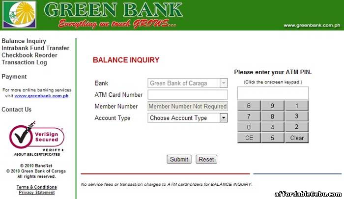 Greenbank ATM Balance Inquiry Online
