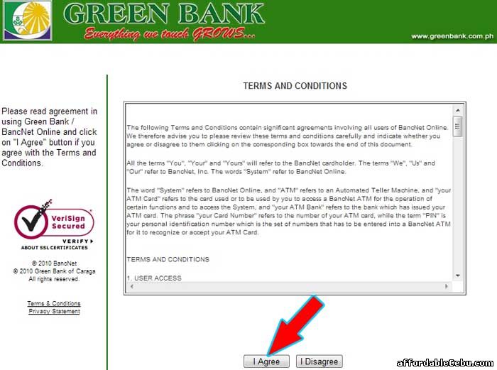 Greenbank Online Terms and Conditions with Bancnet