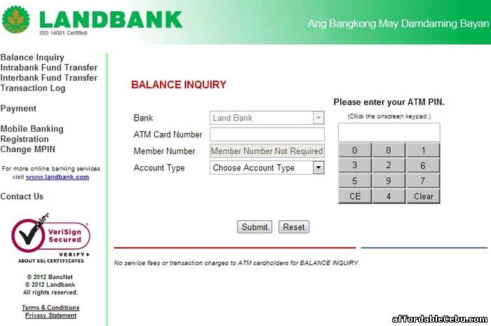 LandBank ATM Balance Inquiry Online