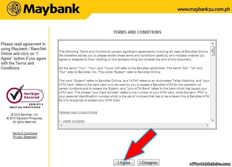 Maybank Online Terms and Conditions with Bancnet