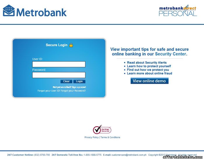 Metrobank Online Banking Website