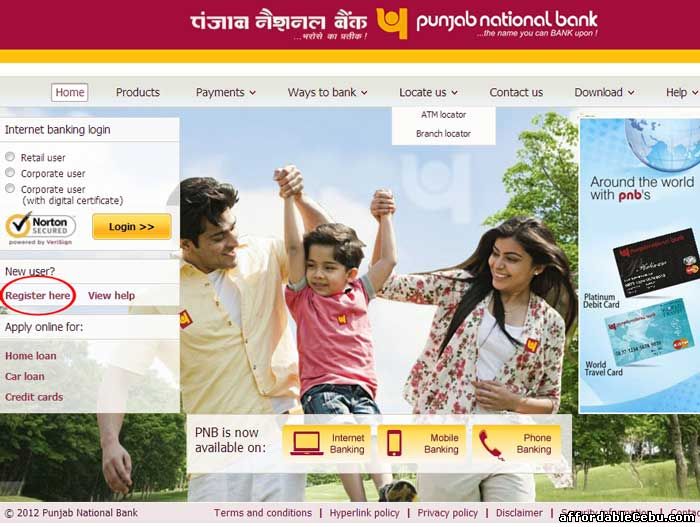 PNB Net Banking Website