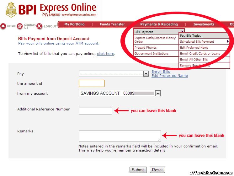 Pay MERALCO Bill Online using BPI Online Banking