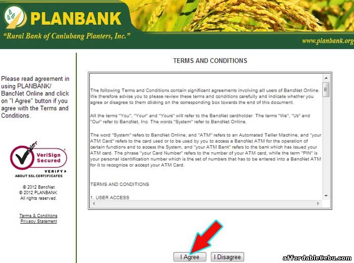 Planbank Online Terms and Conditions with Bancnet