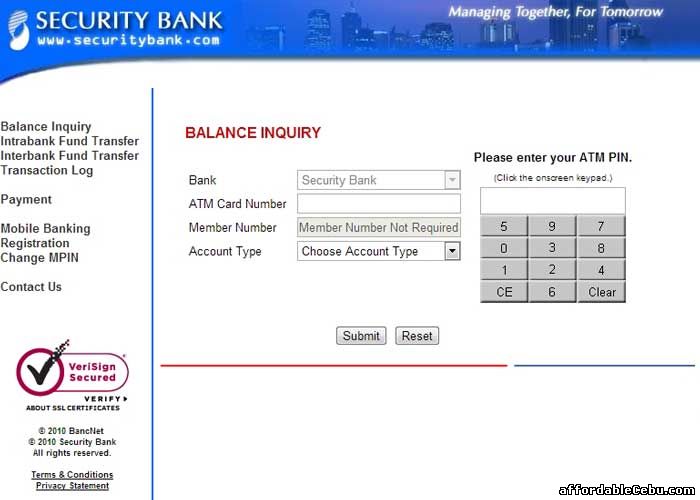 Security Bank ATM Balance Inquiry Online