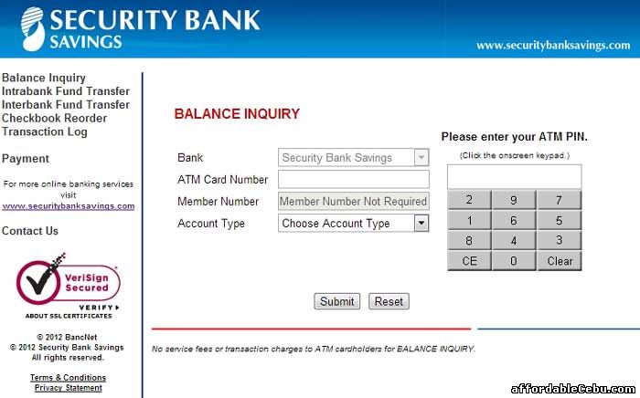 Security Bank Savings ATM Balance Inquiry Online