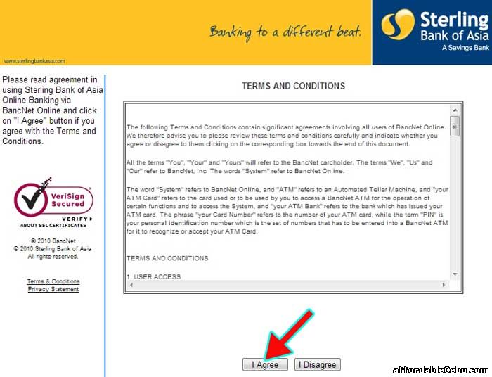 Sterling Bank of Asia Online Banking Terms and Conditions with Bancnet