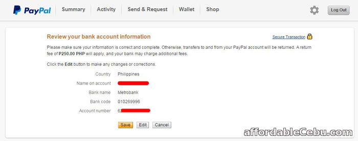 Review linking of Metrobank account to Paypal account