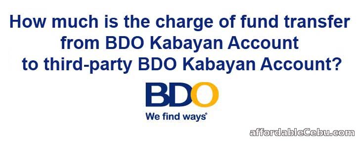 BDO Kabayan Account Fund Transfer Charge