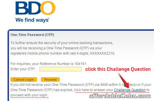 BDO OTP One Time Password