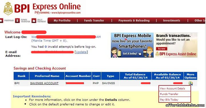 BPI statement of account