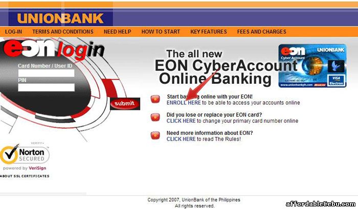 EON Log-in Page