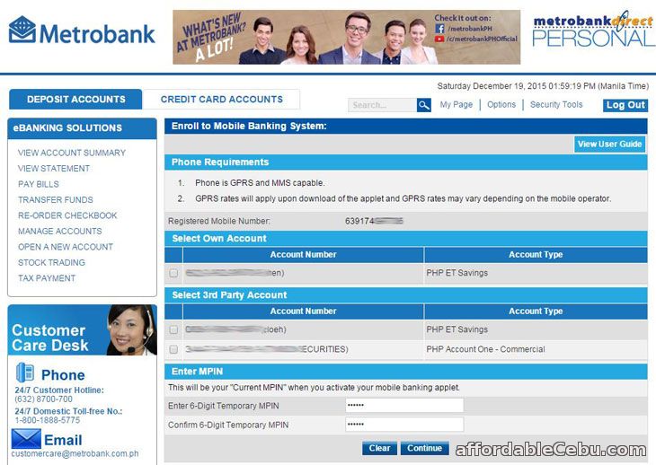 Enrollment Form Metrobank Mobile Banking