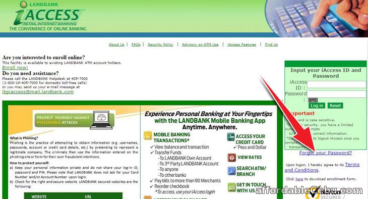 LandBank iAccess homepage