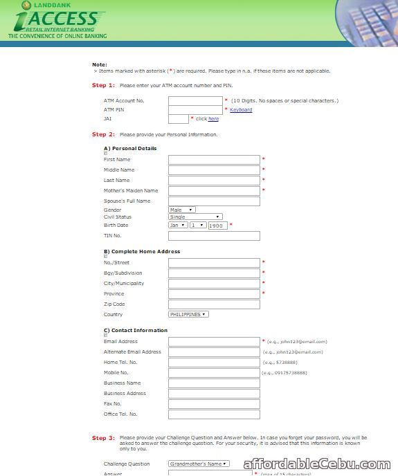 LandBank iAccess Online Banking Enrollment Form