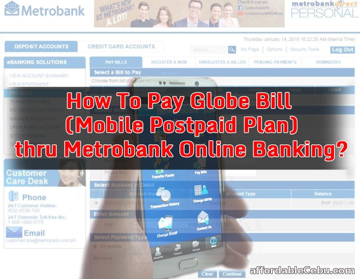 Pay Globe Bill (Mobile Postpaid Plan) thru Metrobank Online Banking