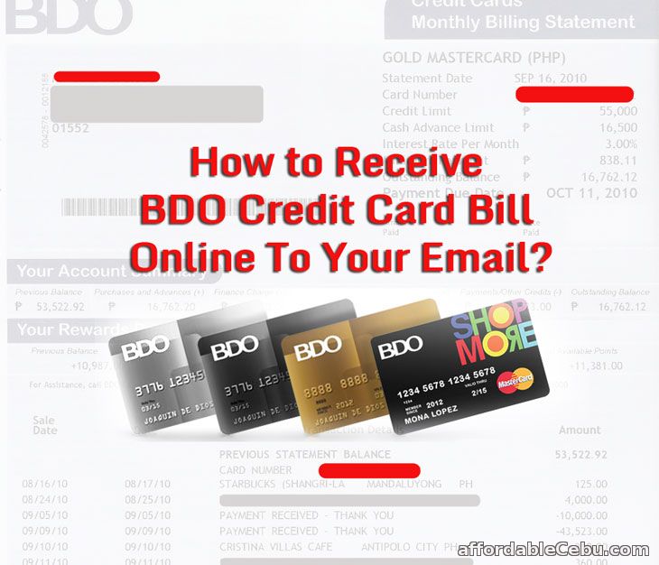 Receive BDO Credit Card Bill to Email