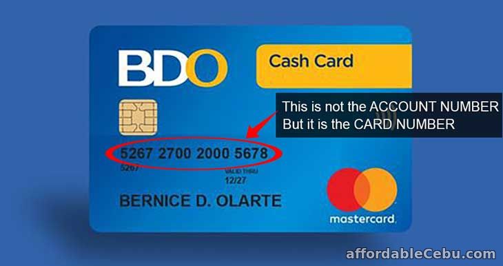 BDO Cash Card (Card Number) not Account Number