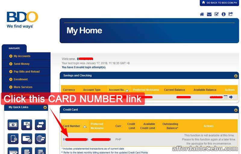 How To View My Bdo Credit Card Statement Online Credit Walls