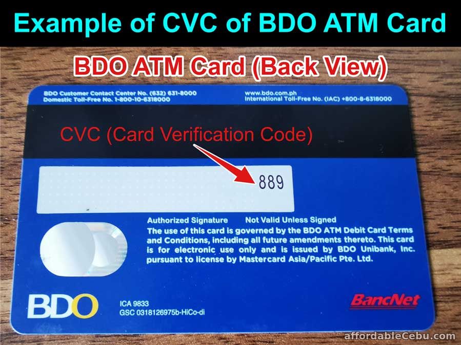 Example of CVC of BDO ATM Card