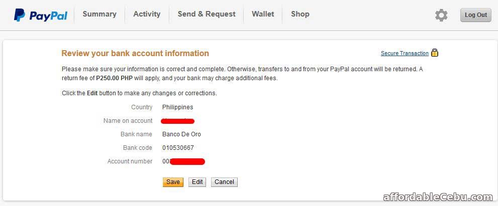 Link Paypal to BDO Account