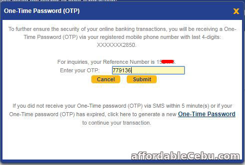 How to Transfer Money to Another Person thru BDO Online Banking (Step 3)?