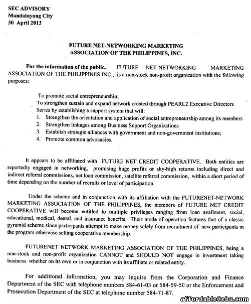 Future Net-Networking Marketing Association of the Philippines Scam