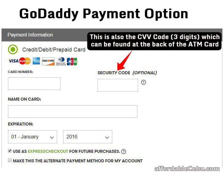 GoDaddy Payment thru Metrobank ATM Card