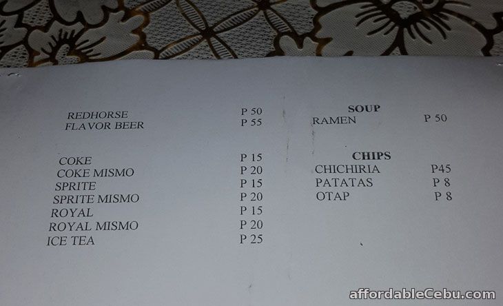 Luciano's Bar Poolside Restaurant Menu Pricelist