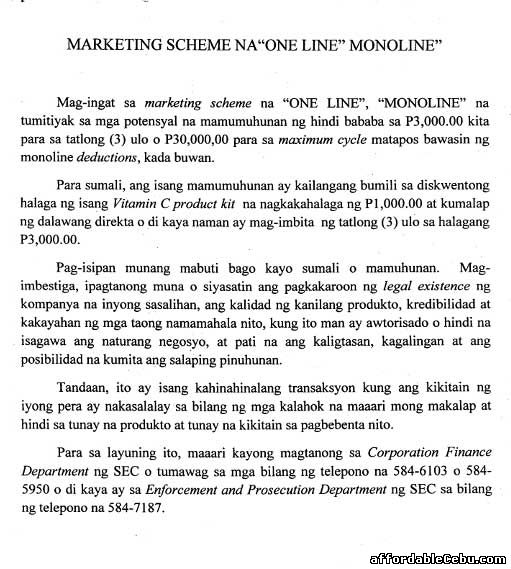 SEC warns against Online Monoline Marketing Scheme