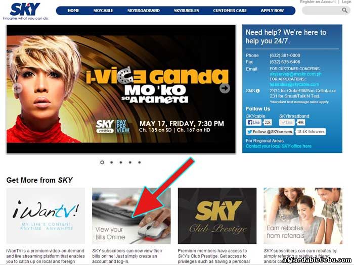 SkyCable view online bill