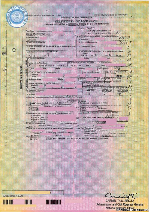 NSO Birth Certificate