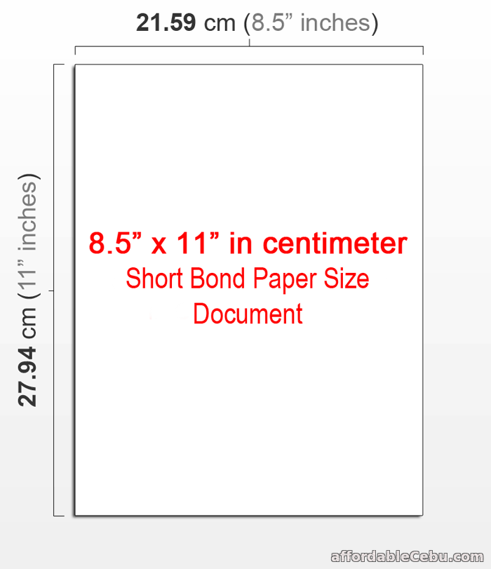 8.5 x 11 in cm (centimeter) document