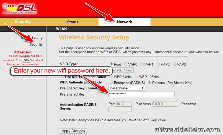 Change PLDT Wifi password