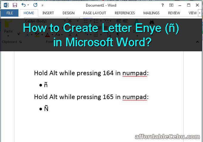 Crea Lettera Enye (ñ) in Microsoft Word