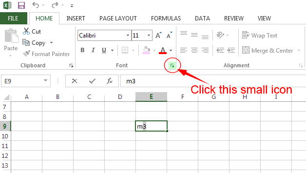 Cubic Meter Symbol in Excel step 3