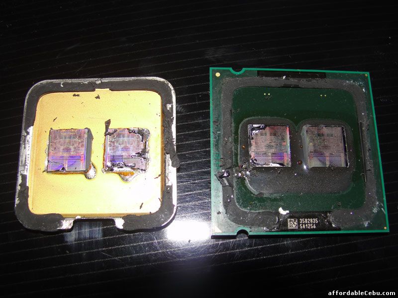 Gold Inside Computer Processor Intel Core 2 Quad