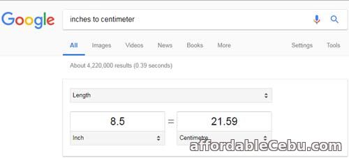 Inches to Centimeter Google Converter