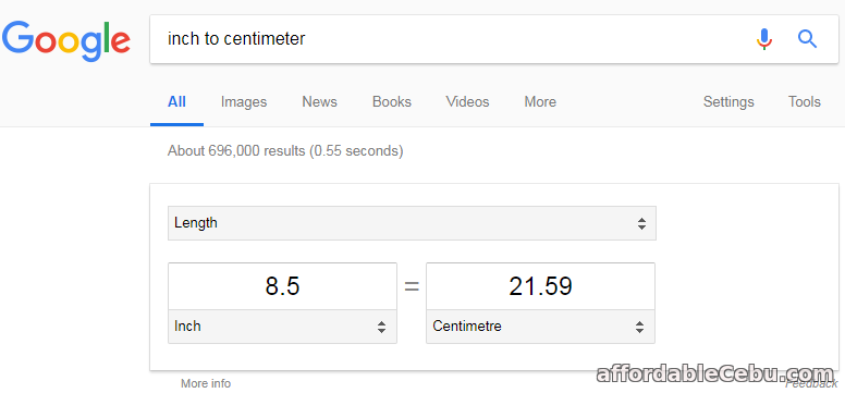 8.5 x 13 in centimeter (cm)