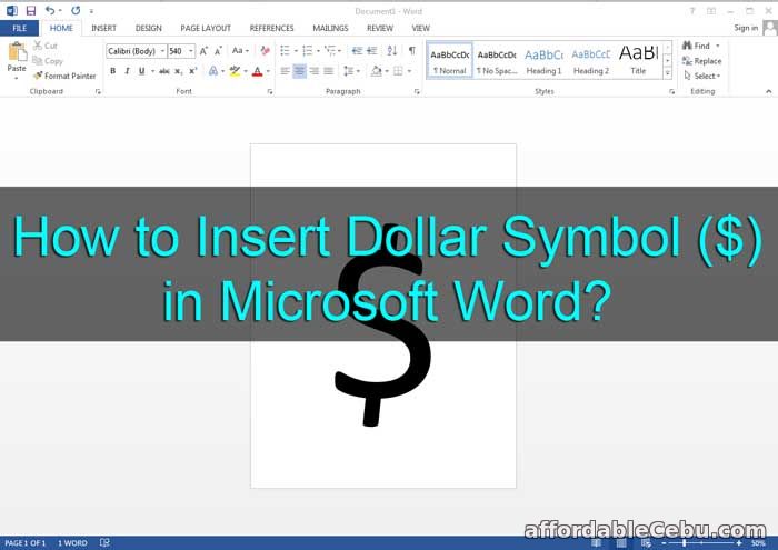 How to Insert Dollar Symbol in Microsoft Word