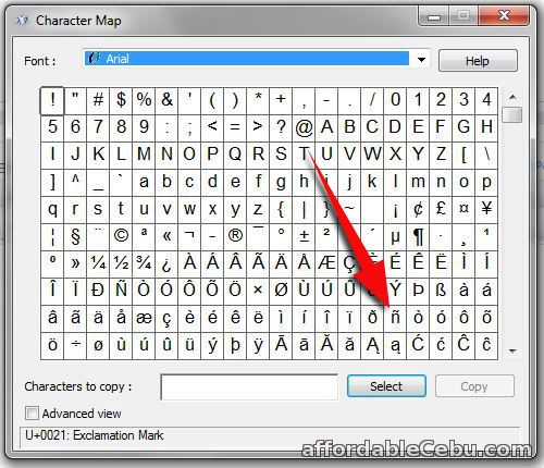 Letter Enye ñ in Character Map