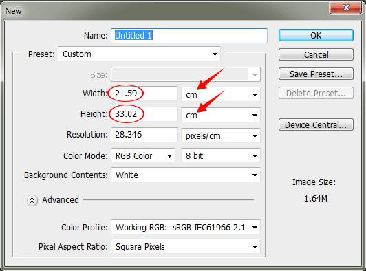 Long Bond Paper Size in Photoshop