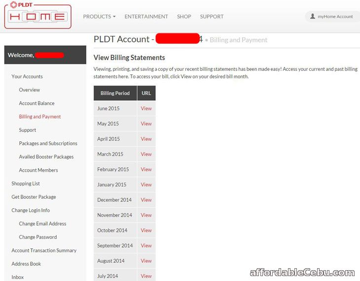 Monthly PLDT Bills Online