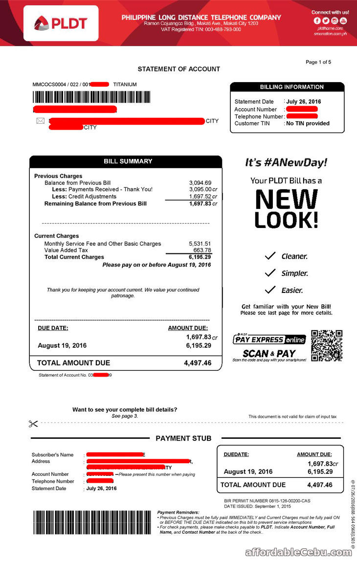 New PLDT bill