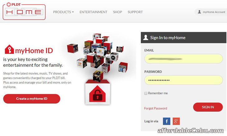 PLDT myHome Online Bill Website